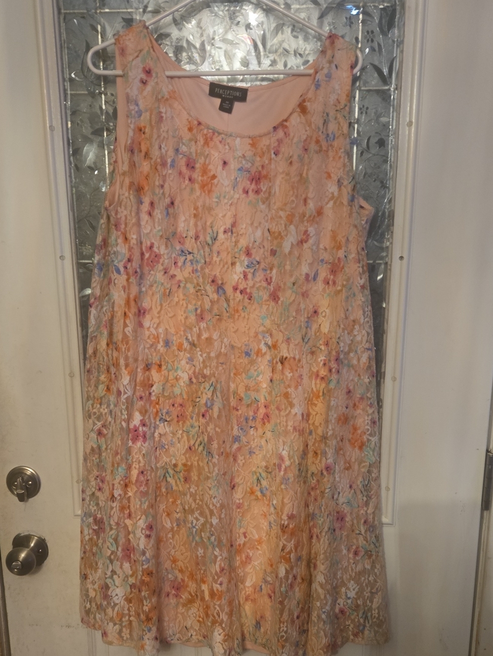 Perceptions Peach Floral Sleeveless Midi Dress
